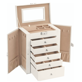 Szkatułka na biżuterię XXL organizer 6 poziomów naszyjniki pierścionki