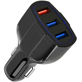 Szybka ŁADOWARKA samochodowa 3x USB A czarna PLS34F