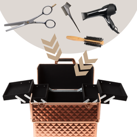 Kuferek kosmetyczny XXL na kółkach – 4-poziomowy, pojemny, profesjonalny organizer 96 cm złoty