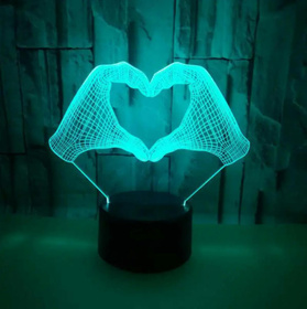 Dziecięca LAMPKA Nocna LED dłonie złożone w kształcie serca RGB + pilot ZD98C