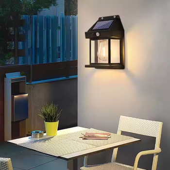 Kinkiet solarny LED retro z czujnikiem zmierzchu – lampa ogrodowa elewacyjna E27