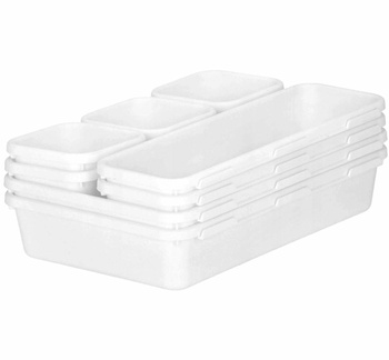 Modułowy organizer do szuflad – 8 pojemników, odporny, idealny na drobiazgi biały AG641C
