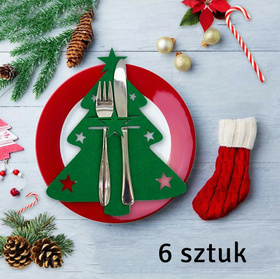 Świąteczna kieszonka na sztućce w kształcie choinki – dekoracja na Boże Narodzenie BQ86