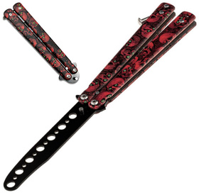 Treningowy MOTYLEK Nóż Butterfly stalowy 22,5cm czarny z wzorem AG530F 