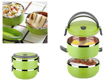 Pojemnik na Żywność LUNCHBOX 2 poziomy 1,4L zielony AG479K