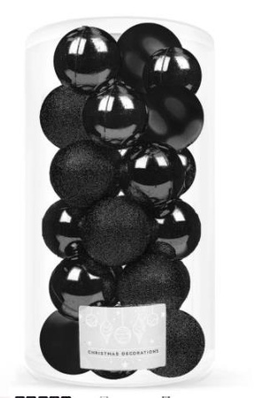 Bombki choinkowe czarne nietłukące 4cm zestaw 20 szt mat połysk brokat
