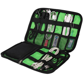 ORGANIZER na KABLE Kable Pamięci Akcesoria PC Etui czarno-zielone TR12 