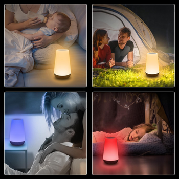 Lampka nocna LED RGB dotykowa z pilotem – bezprzewodowa, dla dziecka