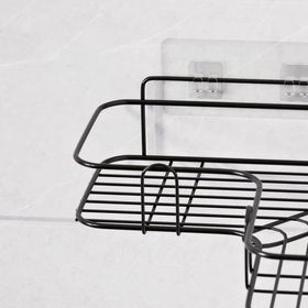 Zestaw 2 półek narożnych czarnych do łazienki – samoprzylepne, bez wiercenia