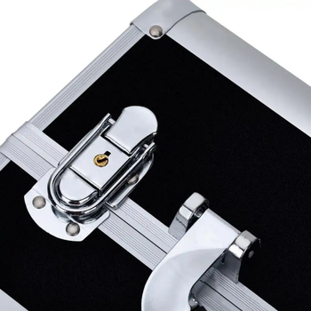 Czarny kuferek kosmetyczny – aluminiowa walizka na make-up, lakiery i akcesoria