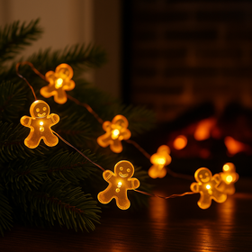 Lampki choinkowe świąteczne gingerbread man girlanda LED 2m piernikowe ludki 20 diod