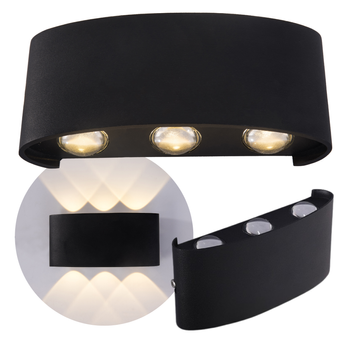 Lampa elewacyjna LED kinkiet IP54 – 6 punktów światła, 4000K, czarna
