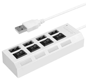 Hub USB 2.0 4 porty z włącznikami aktywny rozdzielacz High Speed