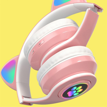 Bezprzewodowe SŁUCHAWKI Nauszne dla Dzieci LED RGB Bluetooth białe ZS7E