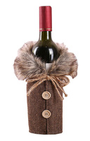 Ozdobny POKROWIEC na BUTELKĘ Świąteczny Sweter brązowy AG210H