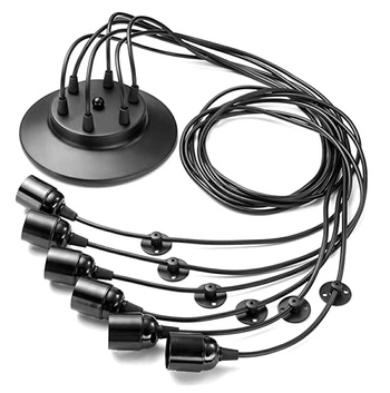 LAMPA SUFITOWA Pająk Żyrandol 6 Ramion E27 czarna