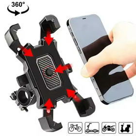 Uchwyt rowerowy na telefon z regulacją i obrotem 360°, pasujący do każdego smartfona czarny