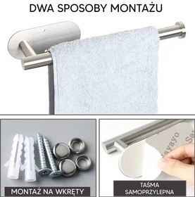 UCHWYT na Ręcznik Papierowy Kuchenny Stalowy 34cm srebrny