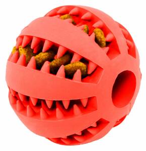 GRYZAK DLA PSA SILIKONOWY Zabawka w kształcie kuli 6,5cm czerwony AG684G