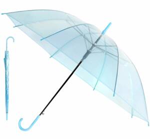 SKŁADANY PARASOL Przeciwdeszczowa Parasolka Transparentny z niebieskim BQ13B 