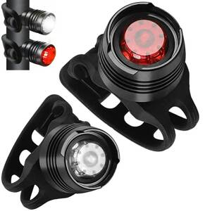 Zestaw LAMPEK Rowerowych LED Przednia Tylna Rotacja 360 czarne ZD114