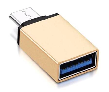 Adapter USB-A - USB-C OTG do przesyłu danych złoty AK53A