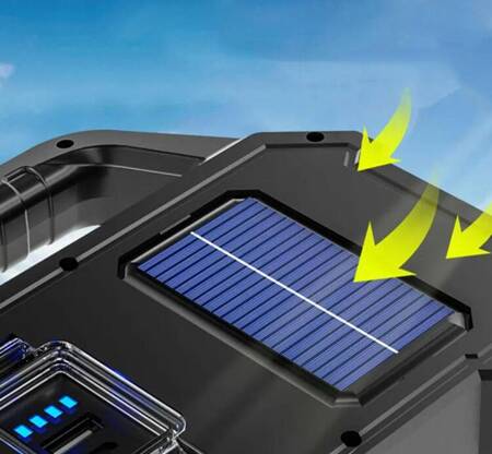 Akumulatorowa LATARKA LED Solarna ZOOM 800m 5W czarna ZD103