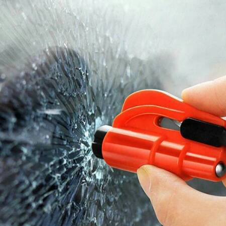 BRELOK Bezpieczeństwa Kierowcy nóż młotek gwizdek czerwony AG616