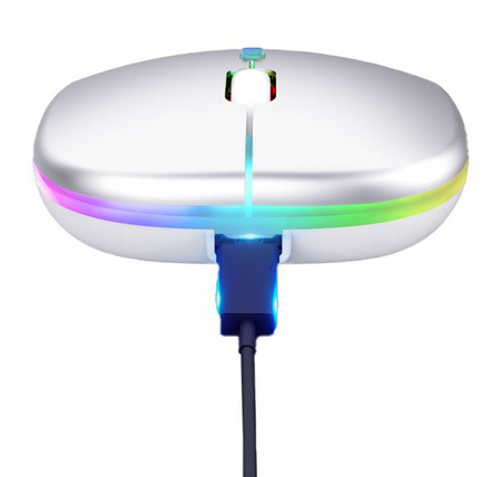 Bezprzewodowa MYSZ Optyczna Myszka komputerowa LED RGB biała AK211B