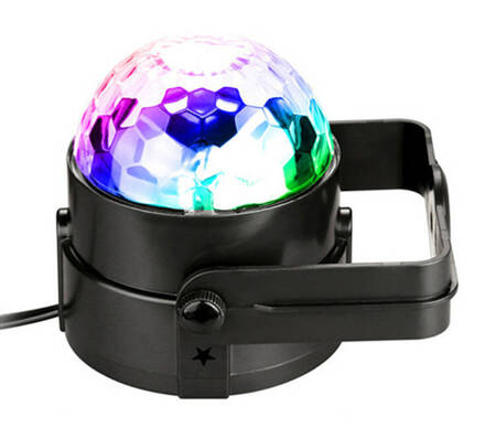 Dyskotekowa KULA LED RGB Disco z czujnikiem dźwięku + pilot ZS48