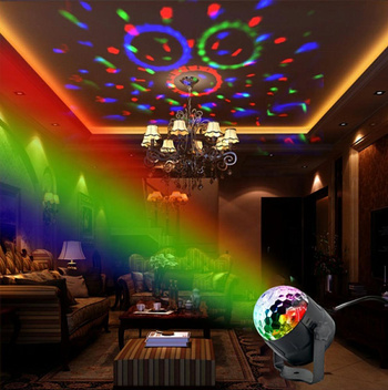 Dyskotekowa KULA LED RGB Disco z czujnikiem dźwięku + pilot ZS48