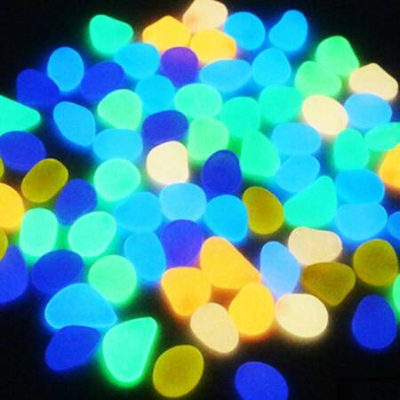 Fluorescencyjne KAMIENIE Ozdobne świecące w nocy 100szt AG653C 