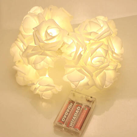 GIRLANDA 10 diod LED w Kształcie Róż 150cm biała ZD73B