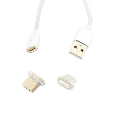KABEL MAGNETYCZNY MICRO USB Ładowanie  Telefonu Smartfona 100cm biały AK239A 