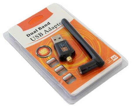 KARTA Sieciowa WIFI USB AC Dualband 600Mbs czarny AK225B