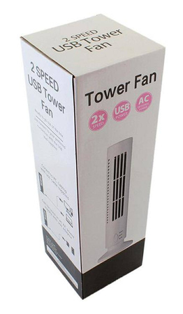 KOLUMNOWY WENTYLATOR stojący bezłopatkowy USB 2,5W biały AG389F 
