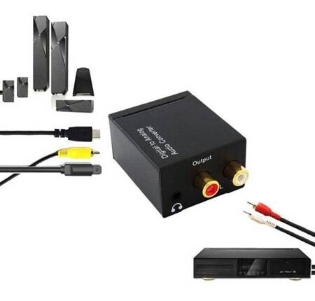 KONWERTER Audio SPDIF Toslink miniJack + kabel Optyczny 100cm AK319A 