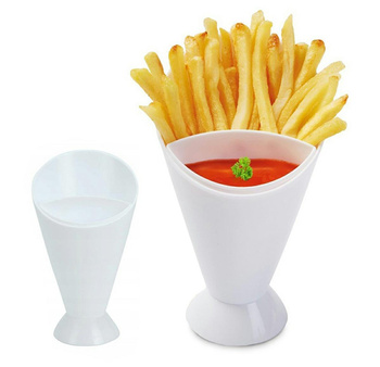 KUBEK ROŻEK na FRYTKI I KETCHUP Sos 2 komory biały AG722A