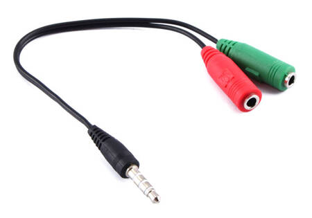 Kabel 2x minijack 3,5mm Adapter Audio 4pin 20cm czarny AK313 