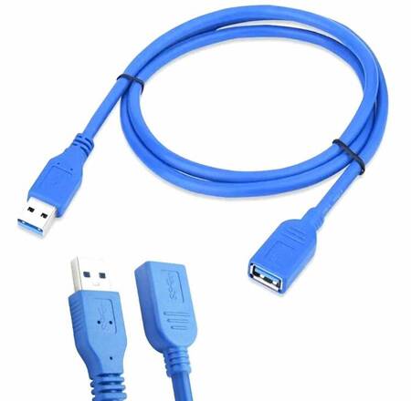 Kabel USB 3.0 typu A-A 150cm do transmisji danych niebieski KP9A