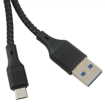 Kabel USB-microUSB 100cm Oplot czarny KK21C 