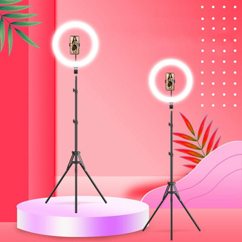 LAMPA PIERŚCIENIOWA LED RGB ze Statywem do Selfie 12W ZD67A 