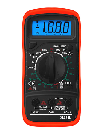 MULTIMER Miernik Prądu Cyfrowy + Przewody Pomiarowe LCD AG102D 