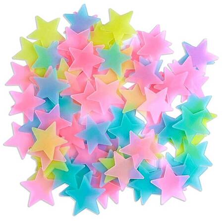 Naklejki Świecące w Ciemności Gwiazdy Fluorescencyjne 100 naklejek mix AG683A 