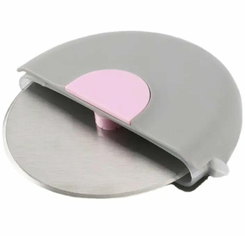 Okrągły NÓŻ do Pizzy Krojenie Pizzy na slajsy 8,5cm szaro-różowy AG680B