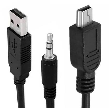 PRZEJŚCIÓWKA Kabel 2w1 Mini USB + miniJack 3.5mm 50cm czarny AK287