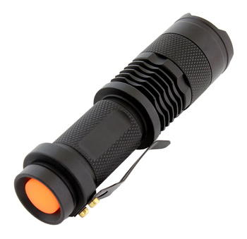 Taktyczna LATARKA Cree-xpe Q5 Zoom 300metrów 3W IPX4 czarna ZD75 