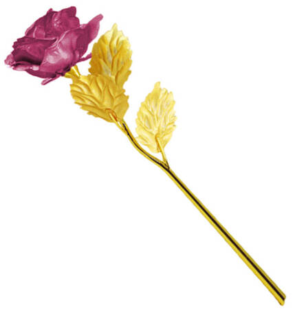 WIECZNA Róża w kolorze złotym z purpurowymi płatkami +pudełko AG774C