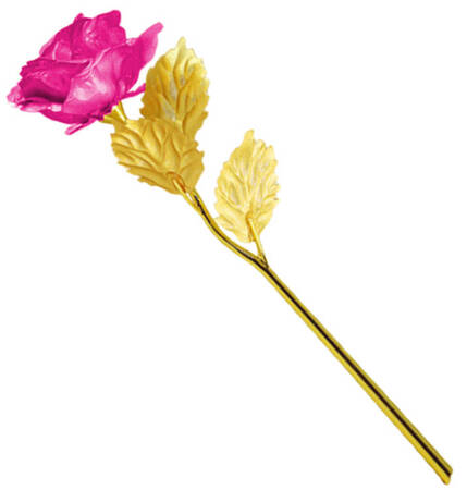 WIECZNA Róża w kolorze złotym z różowymi płatkami +pudełko AG774B