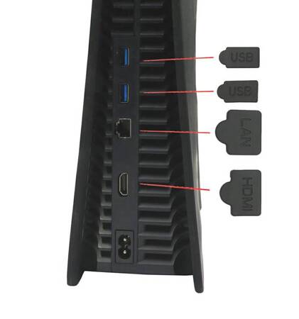 ZAŚLEPKI Chroniące Porty USB LAN do Konsol PS5 Zatyczki 7szt. czarne PSP30